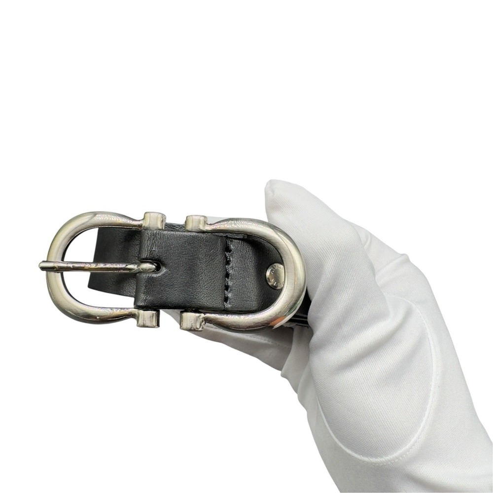 Firenze Black Genuine Leather Belt Made in Italy Silver Horseshoe Buckle Sz 38
